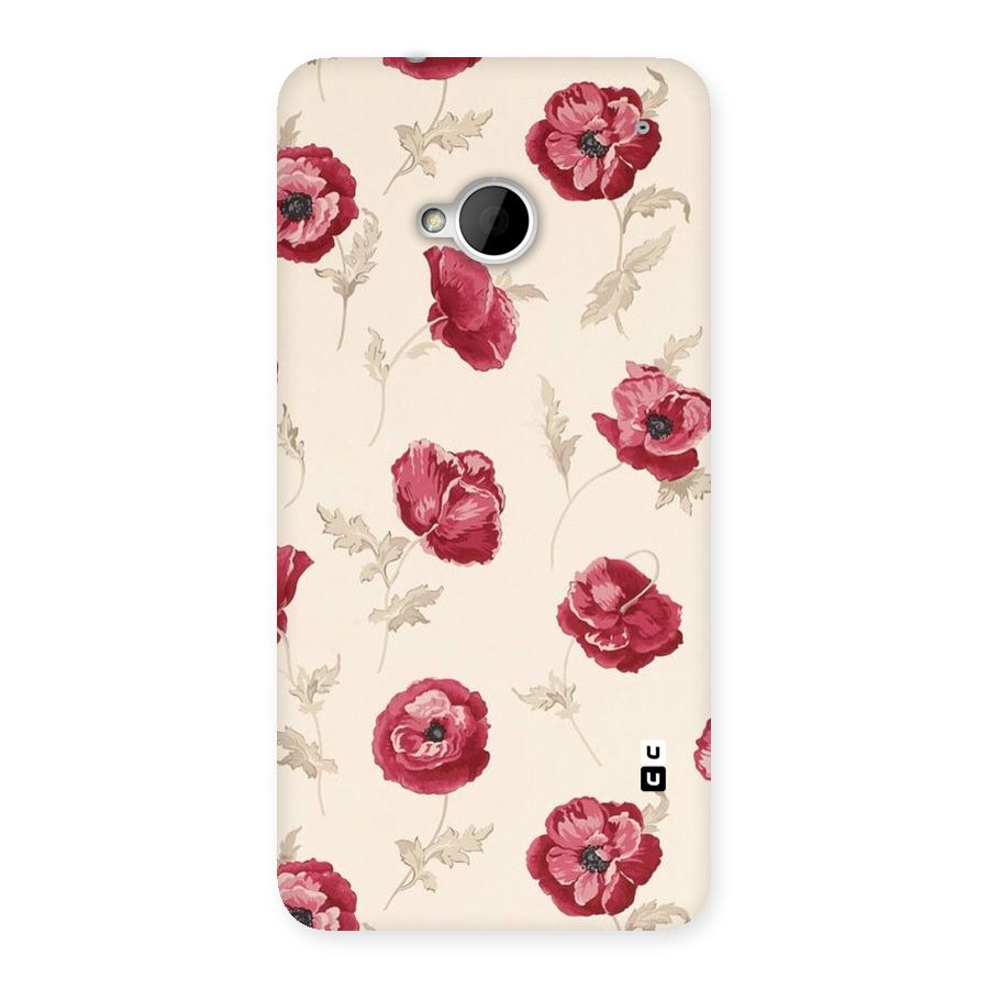 Red Rose Floral Art Back Case for HTC One M7