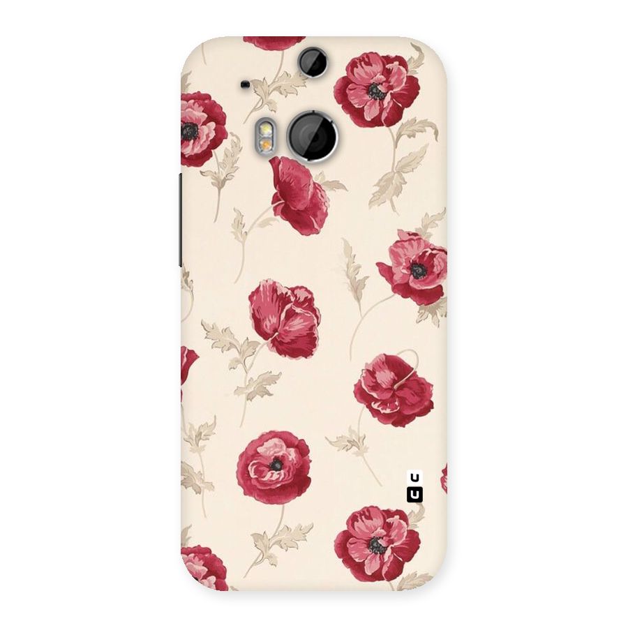 Red Rose Floral Art Back Case for HTC One M8