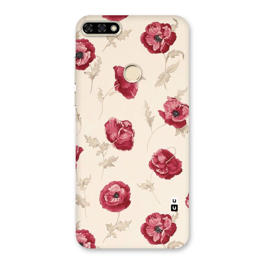 Red Rose Floral Art Back Case for Honor 7A
