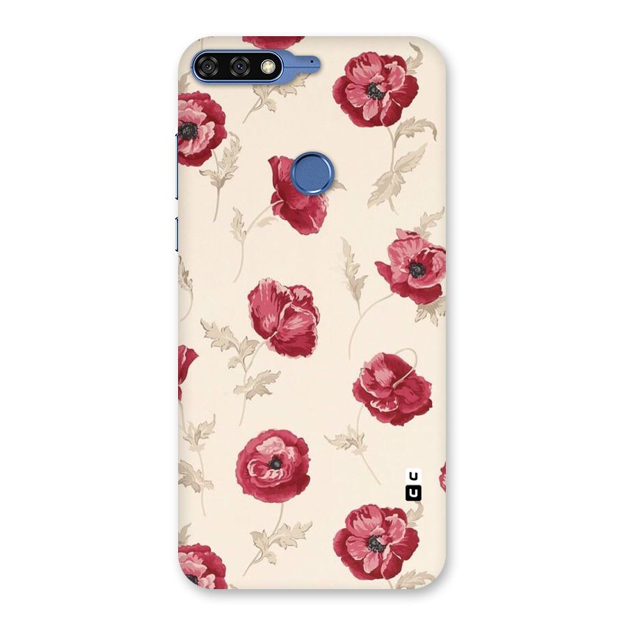 Red Rose Floral Art Back Case for Honor 7C