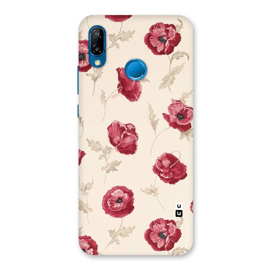 Red Rose Floral Art Back Case for Huawei P20 Lite