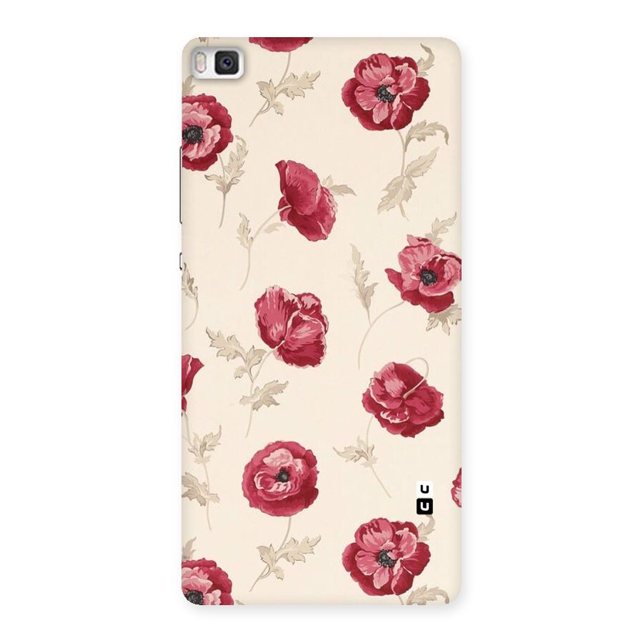 Red Rose Floral Art Back Case for Huawei P8