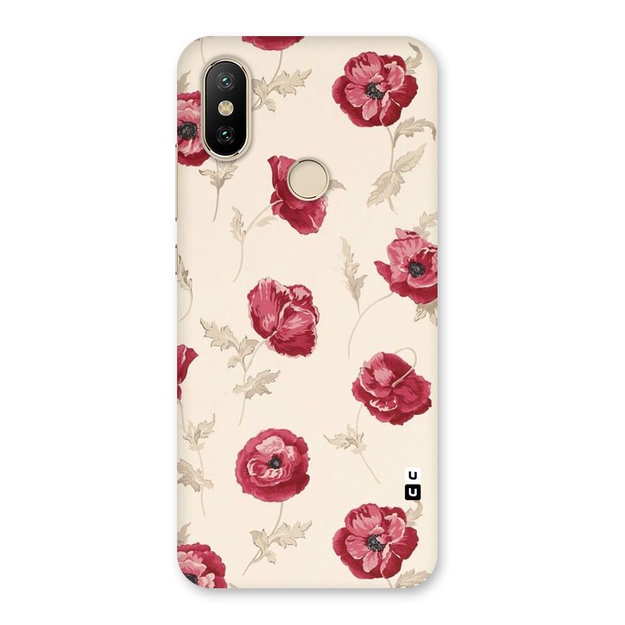 Red Rose Floral Art Back Case for Mi A2