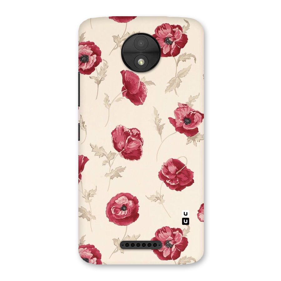 Red Rose Floral Art Back Case for Moto C