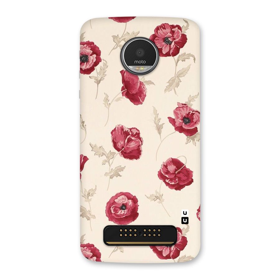 Red Rose Floral Art Back Case for Moto Z Play