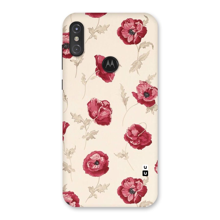 Red Rose Floral Art Back Case for Motorola One Power