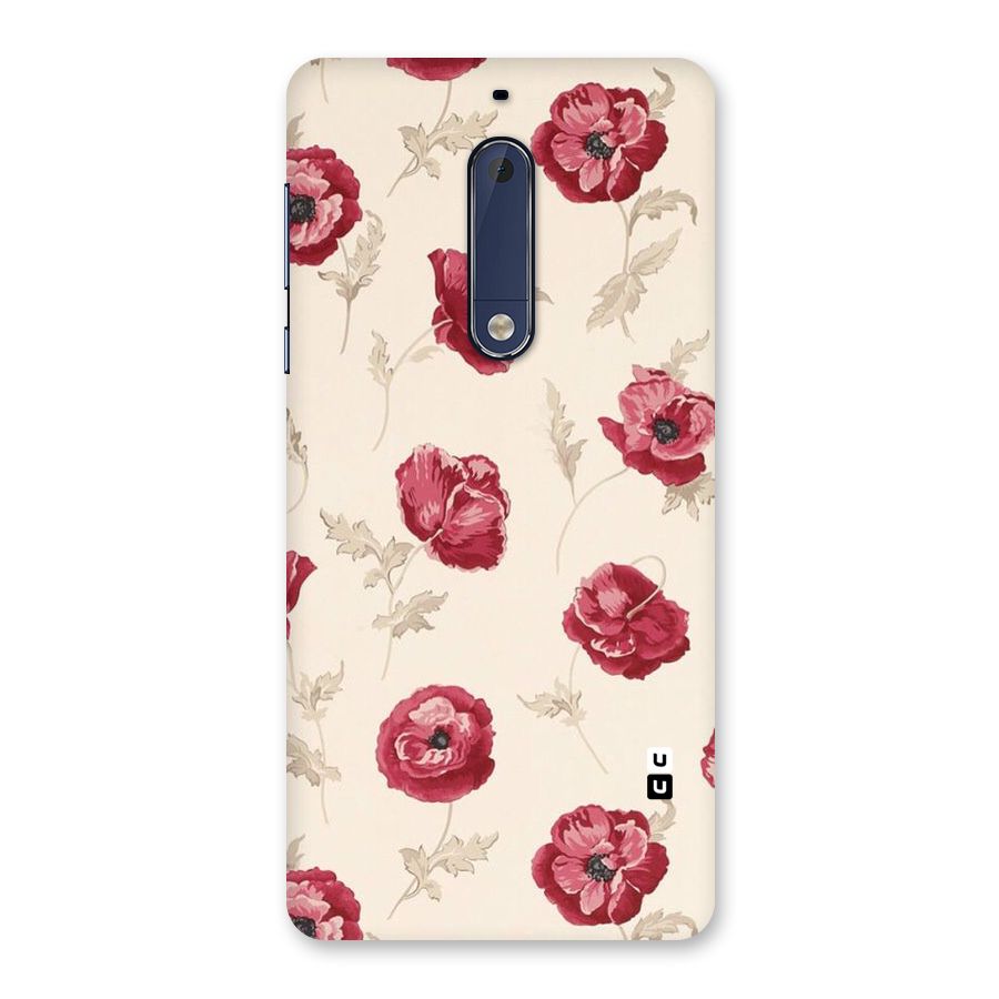 Red Rose Floral Art Back Case for Nokia 5