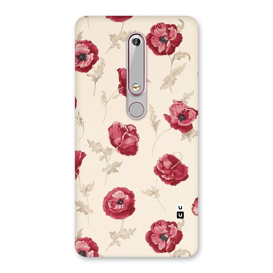 Red Rose Floral Art Back Case for Nokia 6.1