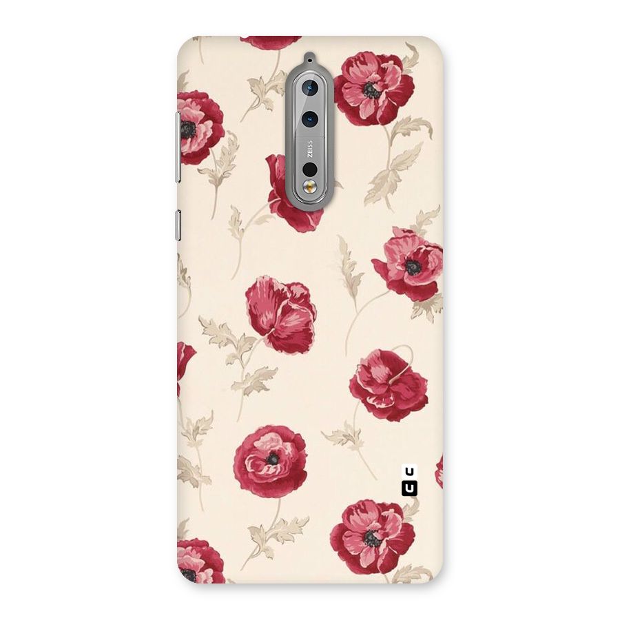Red Rose Floral Art Back Case for Nokia 8