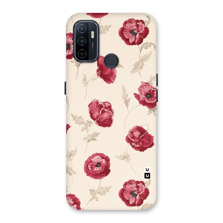 Red Rose Floral Art Back Case for Oppo A32