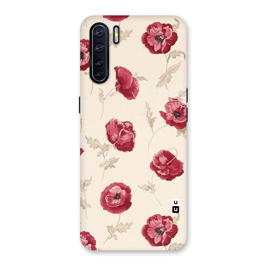 Red Rose Floral Art Back Case for Oppo F15