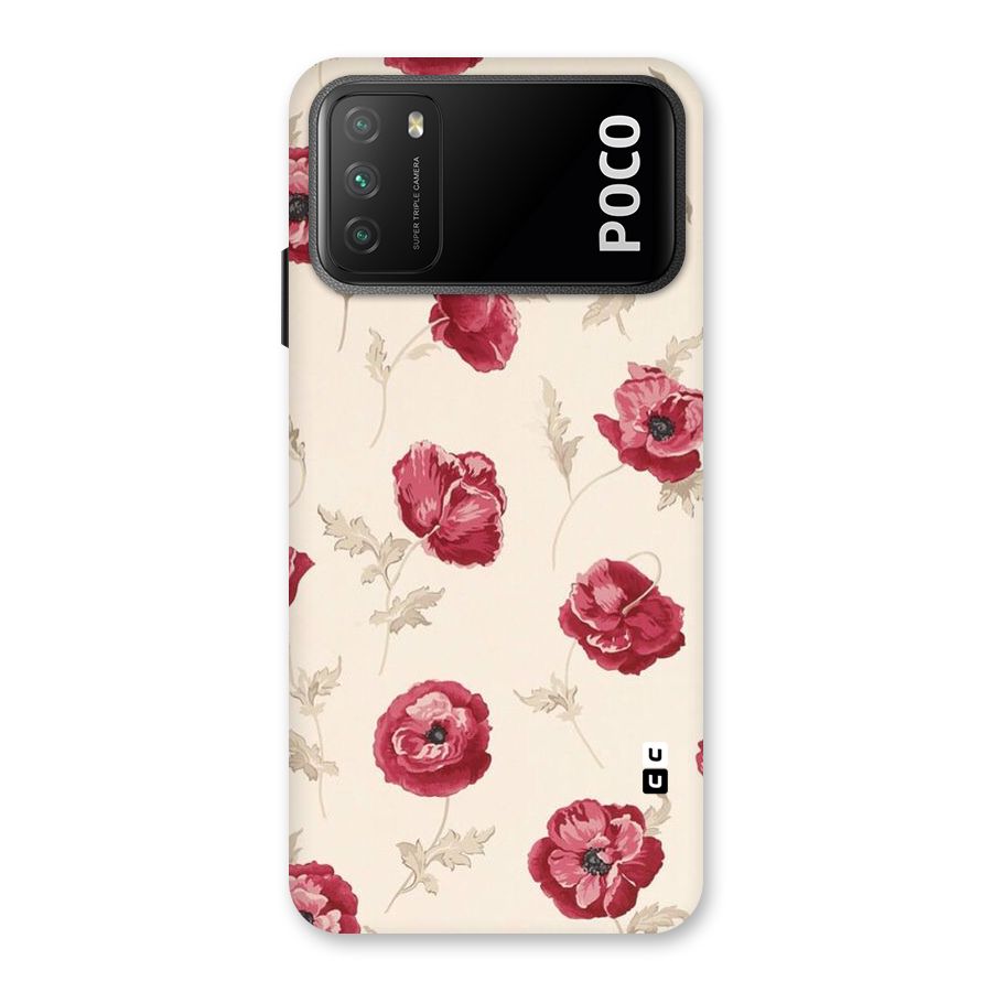 Red Rose Floral Art Back Case for Poco M3