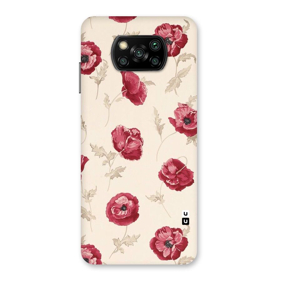 Red Rose Floral Art Back Case for Poco X3