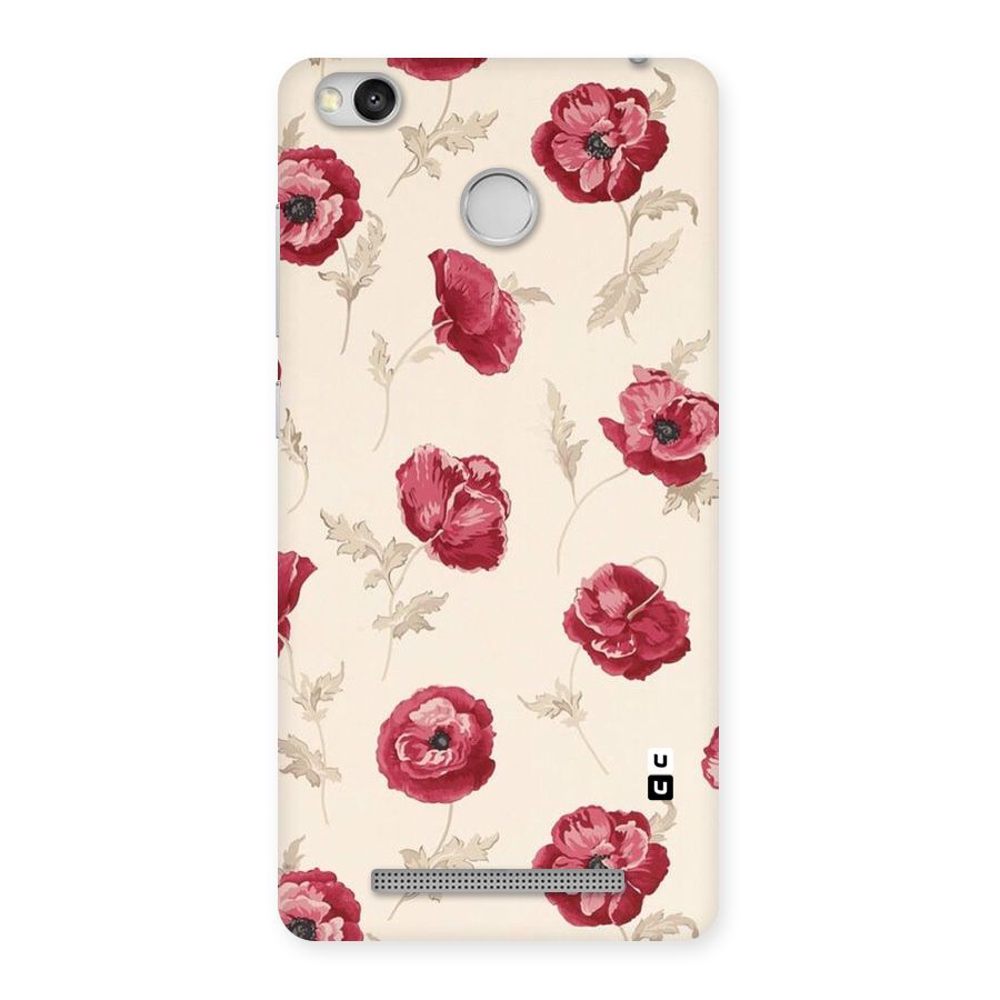 Red Rose Floral Art Back Case for Redmi 3S Prime
