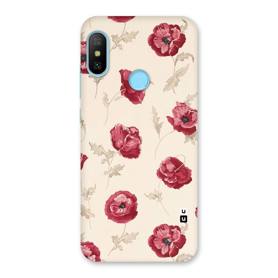 Red Rose Floral Art Back Case for Redmi 6 Pro