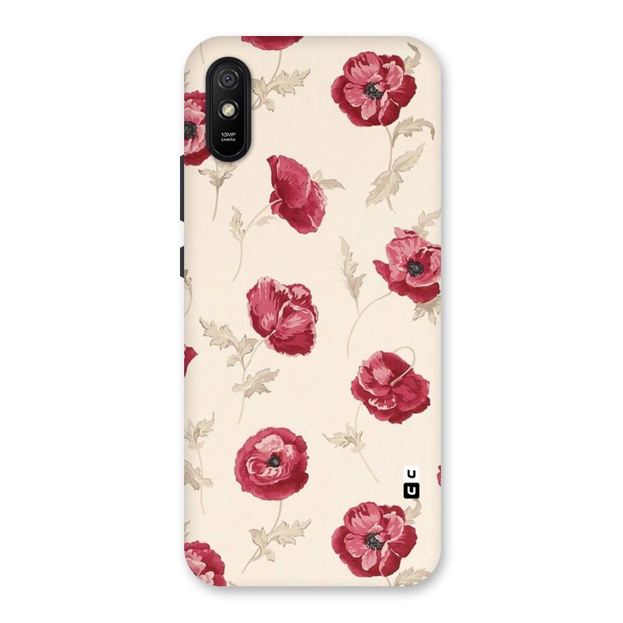 Red Rose Floral Art Back Case for Redmi 9A