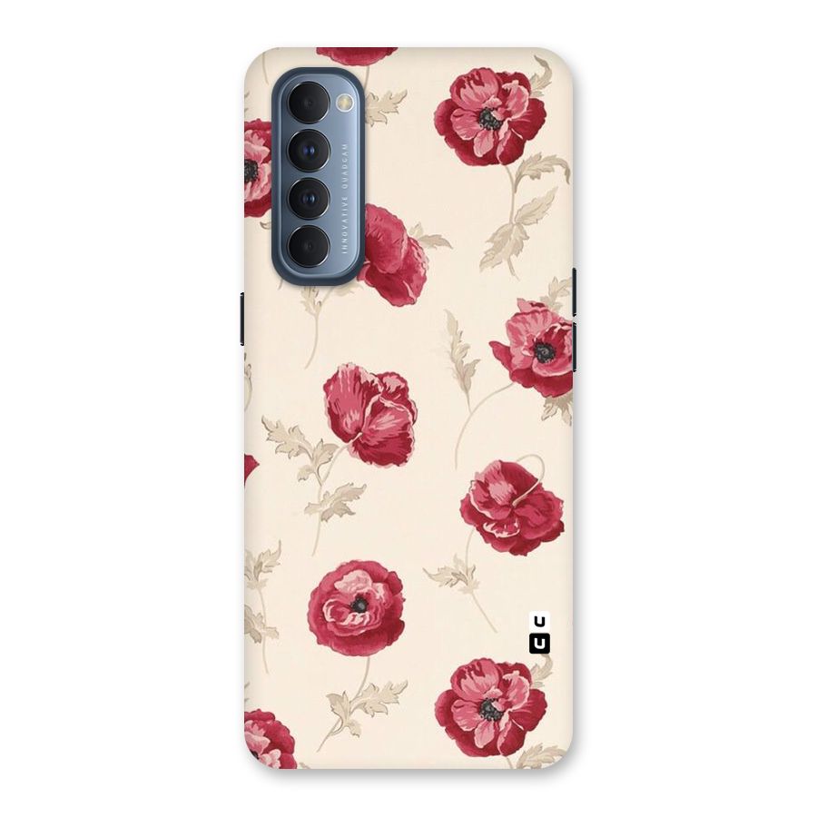 Red Rose Floral Art Back Case for Reno4 Pro
