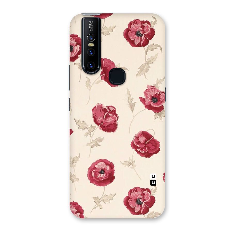 Red Rose Floral Art Back Case for Vivo V15