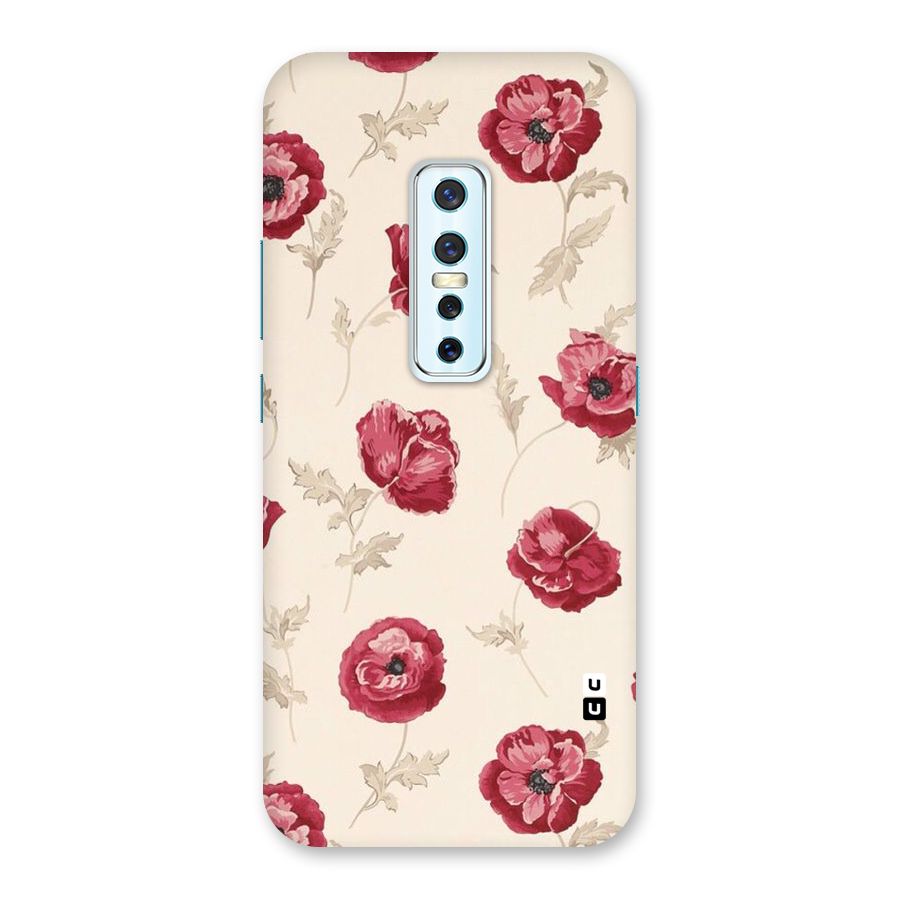 Red Rose Floral Art Back Case for Vivo V17 Pro