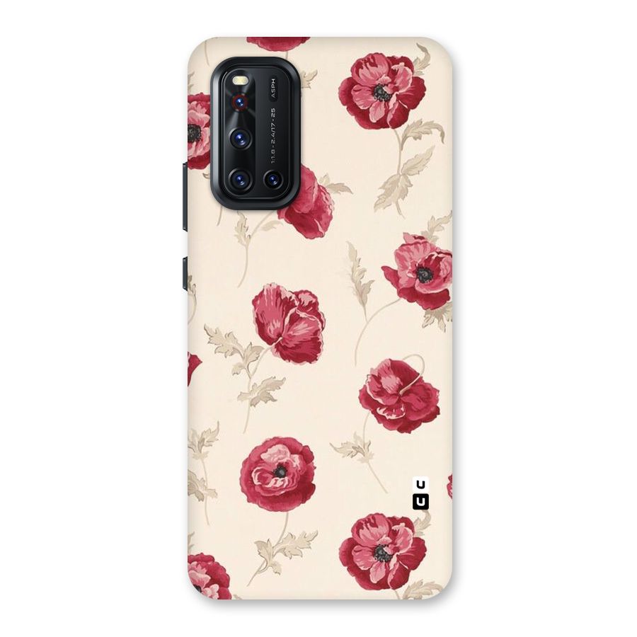 Red Rose Floral Art Back Case for Vivo V19