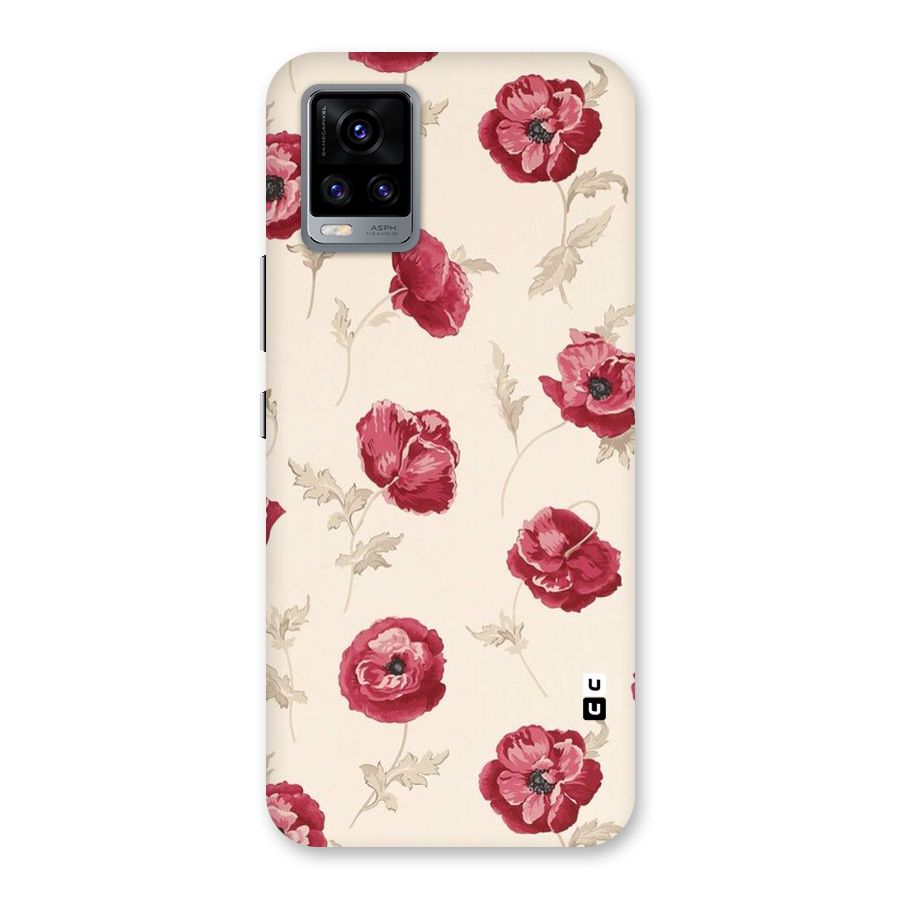 Red Rose Floral Art Back Case for Vivo V20