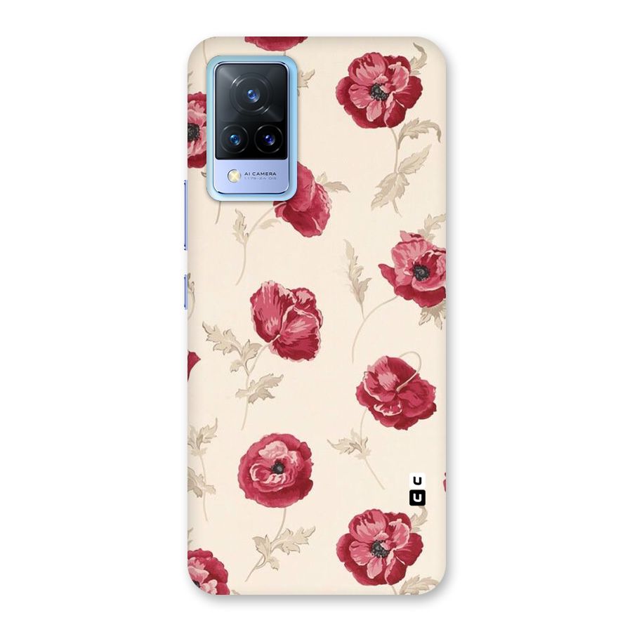 Red Rose Floral Art Back Case for Vivo V21 5G
