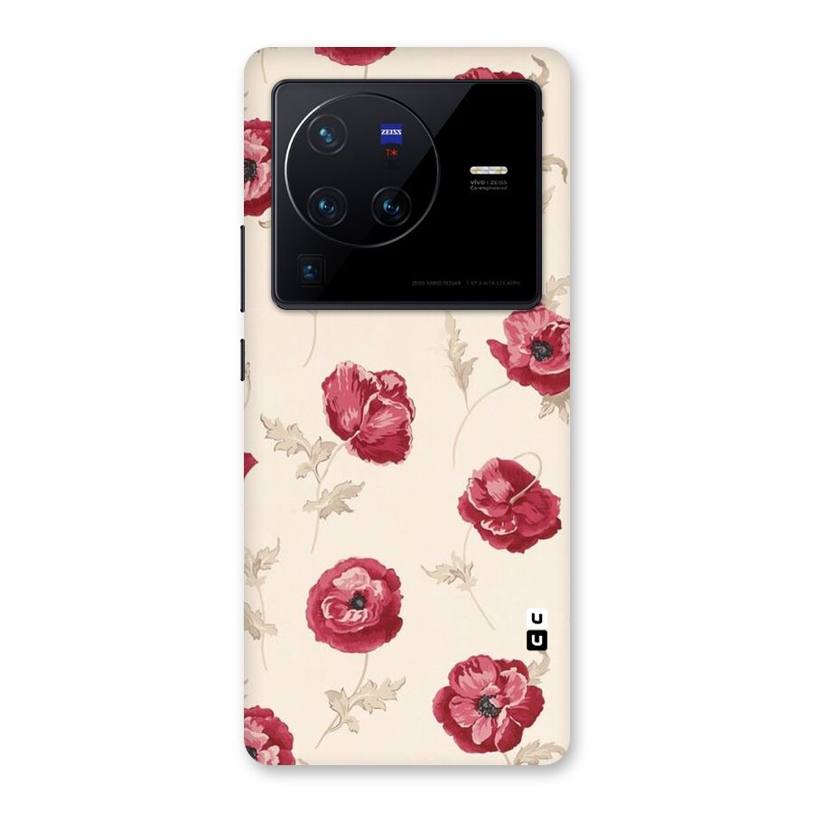 Red Rose Floral Art Back Case for Vivo X80 Pro