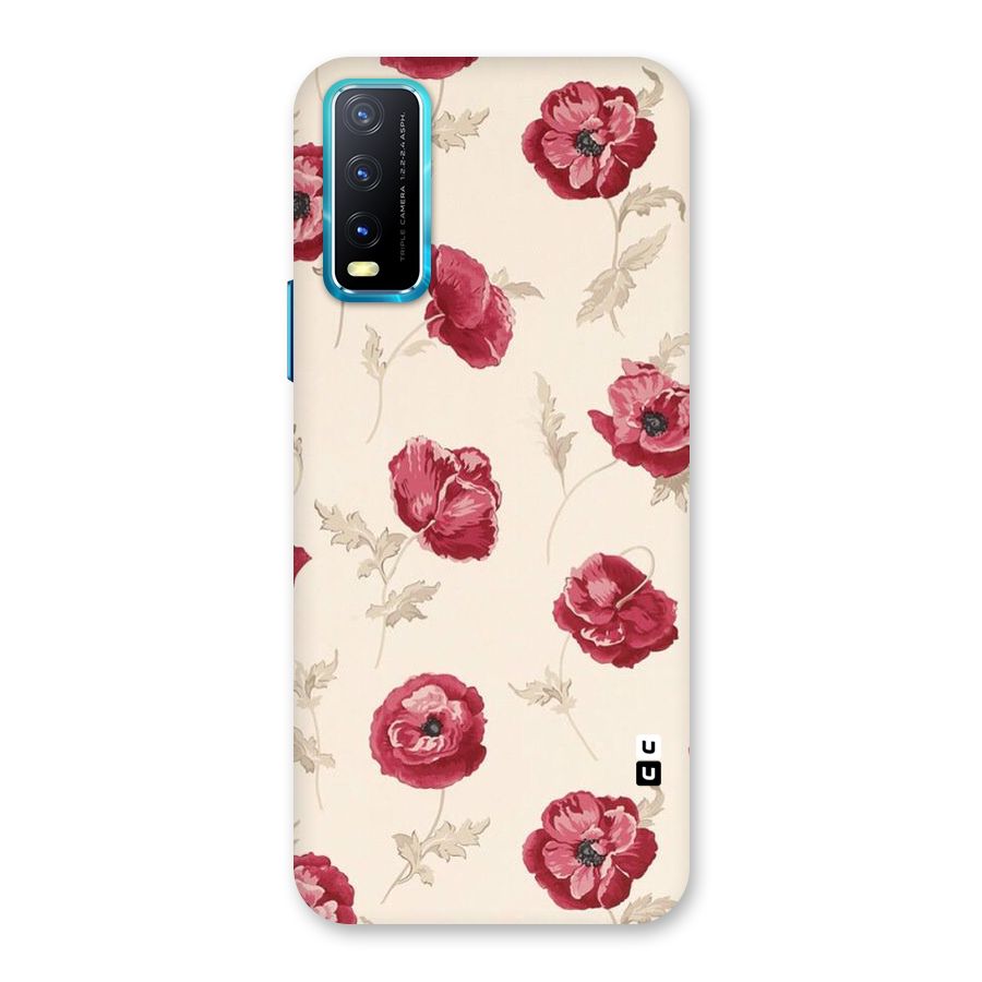 Red Rose Floral Art Back Case for Vivo Y20G