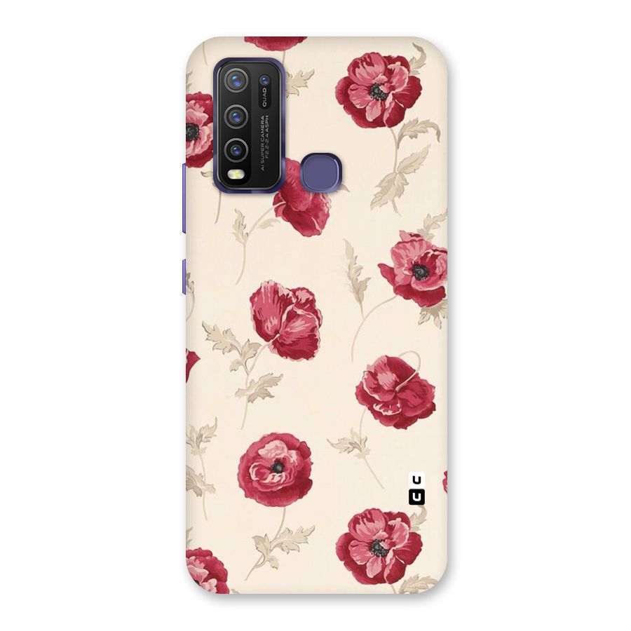 Red Rose Floral Art Back Case for Vivo Y30