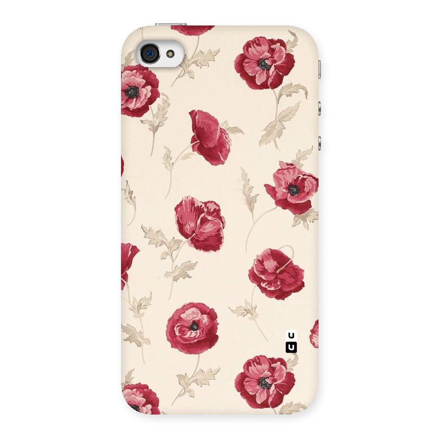 Red Rose Floral Art Back Case for iPhone 4 4s