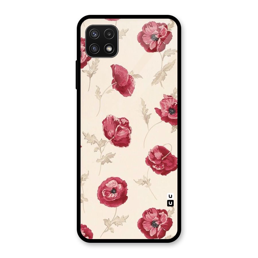 Red Rose Floral Art Glass Back Case for Galaxy A22 5G