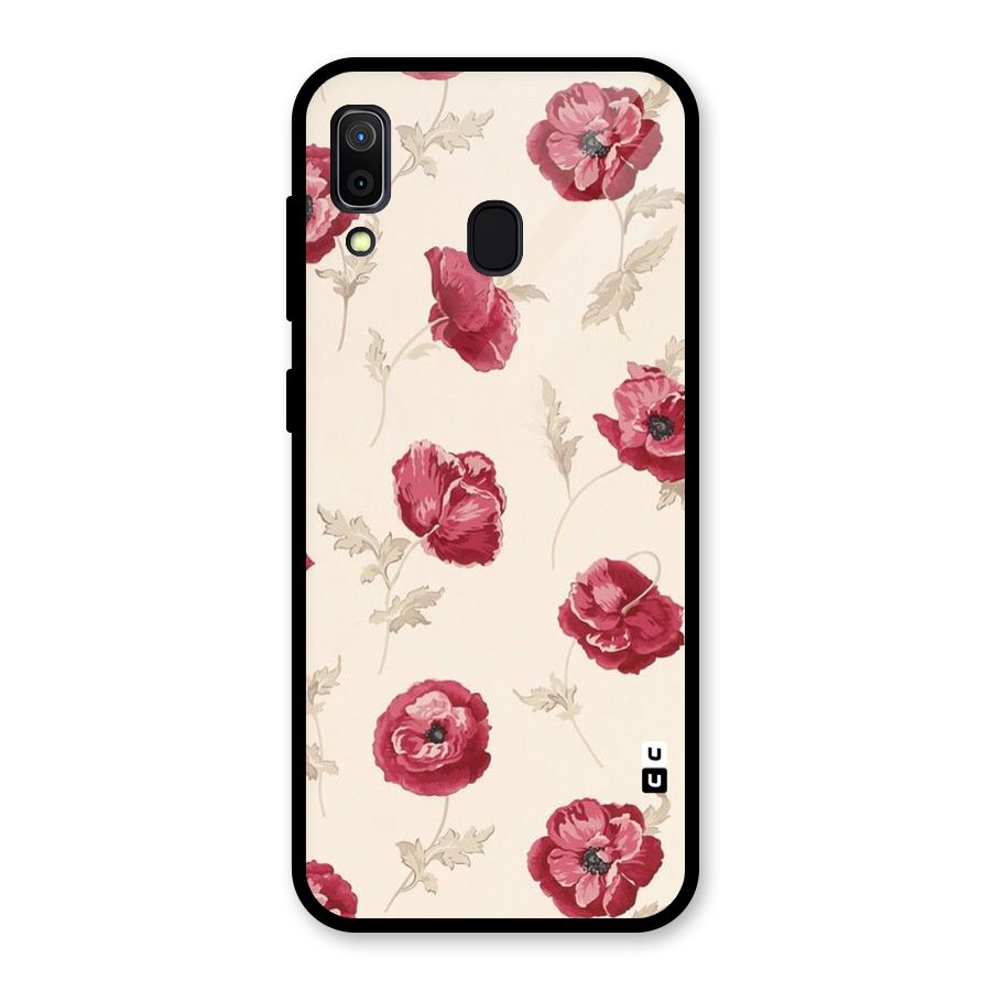 Red Rose Floral Art Glass Back Case for Galaxy A30
