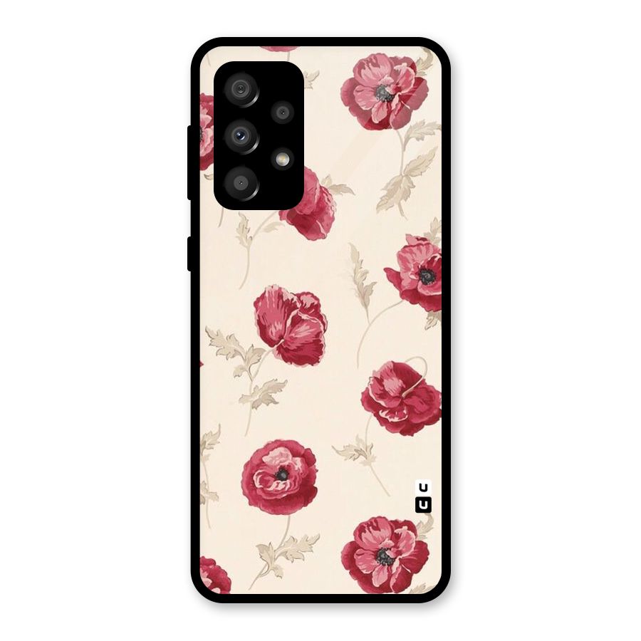 Red Rose Floral Art Glass Back Case for Galaxy A32