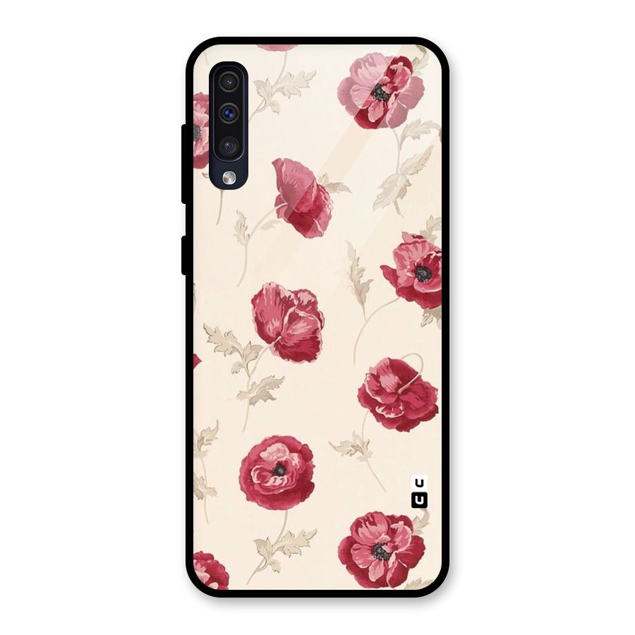 Red Rose Floral Art Glass Back Case for Galaxy A50s