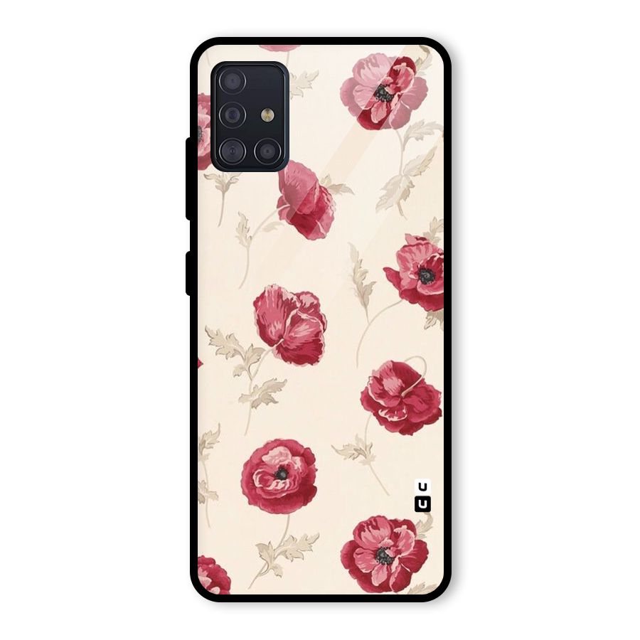 Red Rose Floral Art Glass Back Case for Galaxy A51