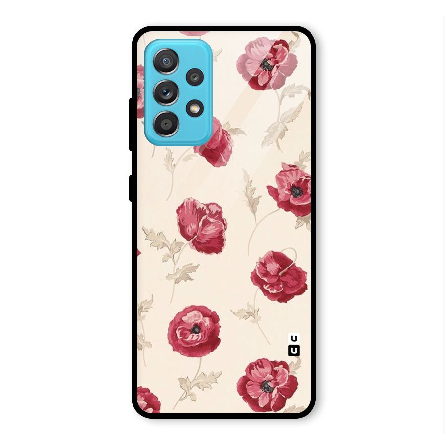 Red Rose Floral Art Glass Back Case for Galaxy A52