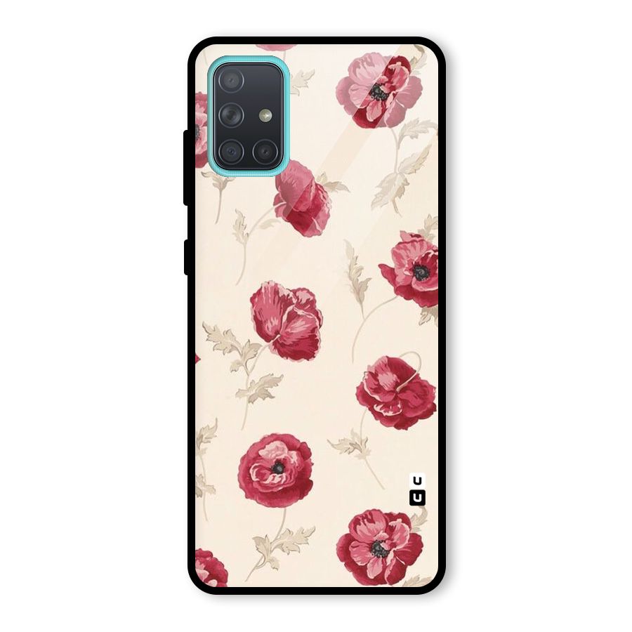 Red Rose Floral Art Glass Back Case for Galaxy A71