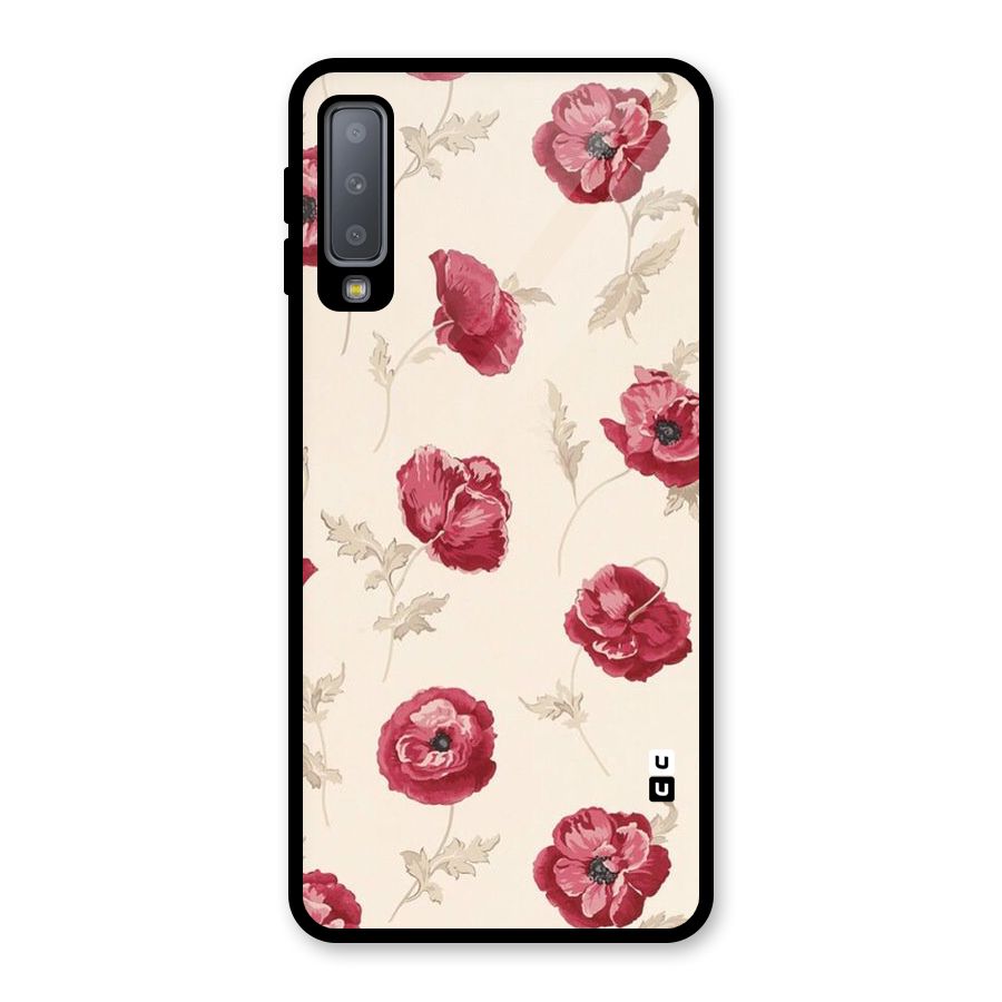 Red Rose Floral Art Glass Back Case for Galaxy A7 (2018)