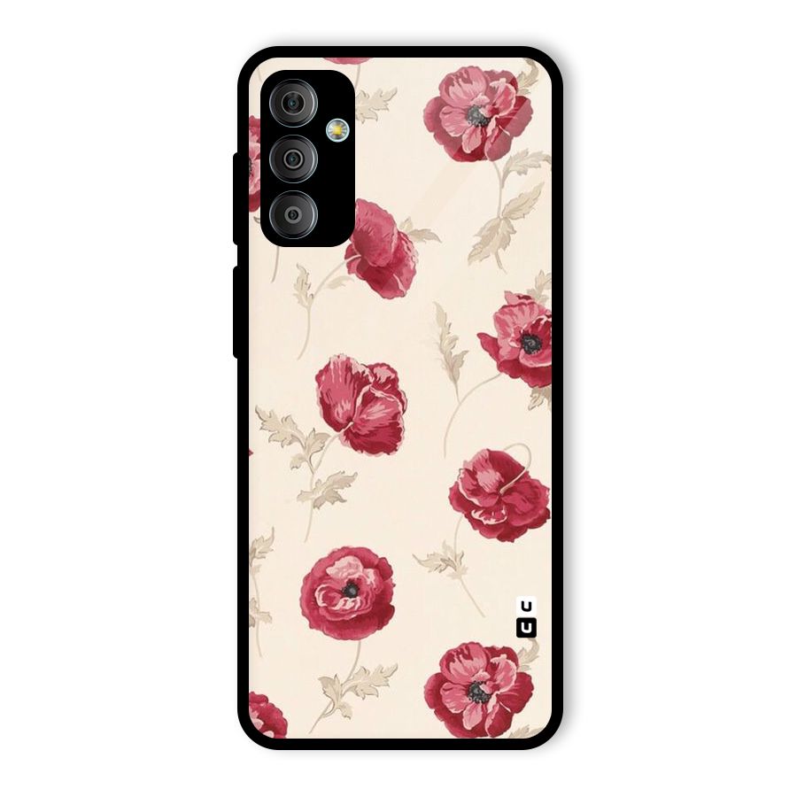 Red Rose Floral Art Glass Back Case for Galaxy F23