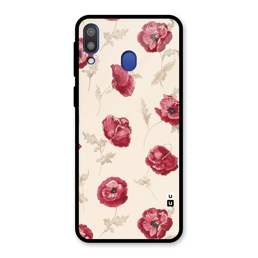 Red Rose Floral Art Glass Back Case for Galaxy M20