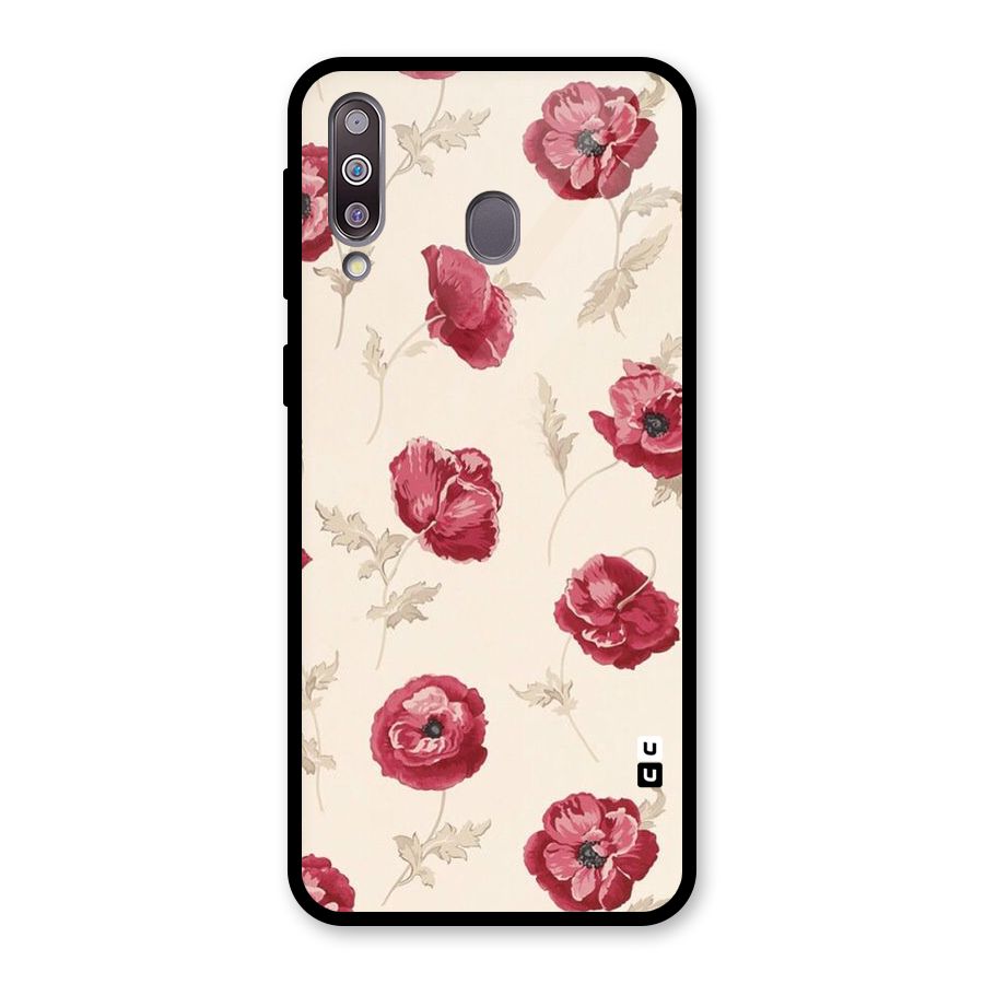 Red Rose Floral Art Glass Back Case for Galaxy M30