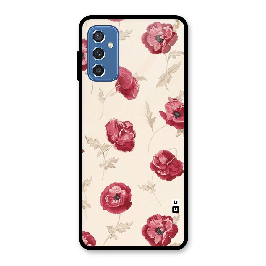 Red Rose Floral Art Glass Back Case for Galaxy M52 5G