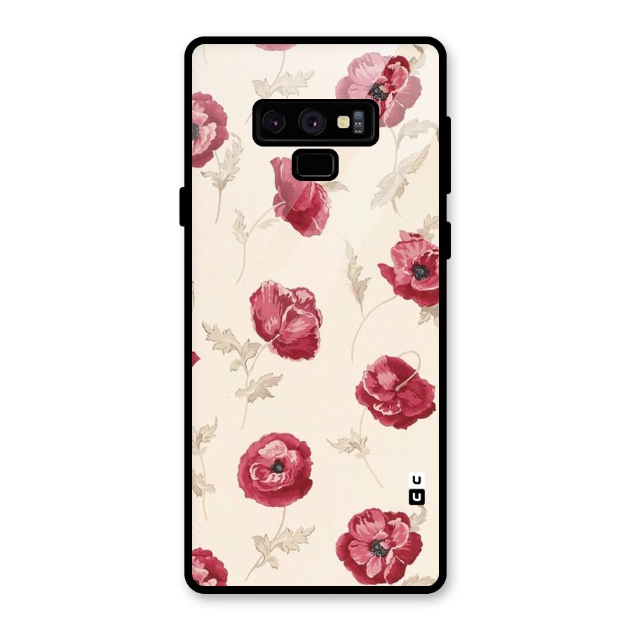 Red Rose Floral Art Glass Back Case for Galaxy Note 9