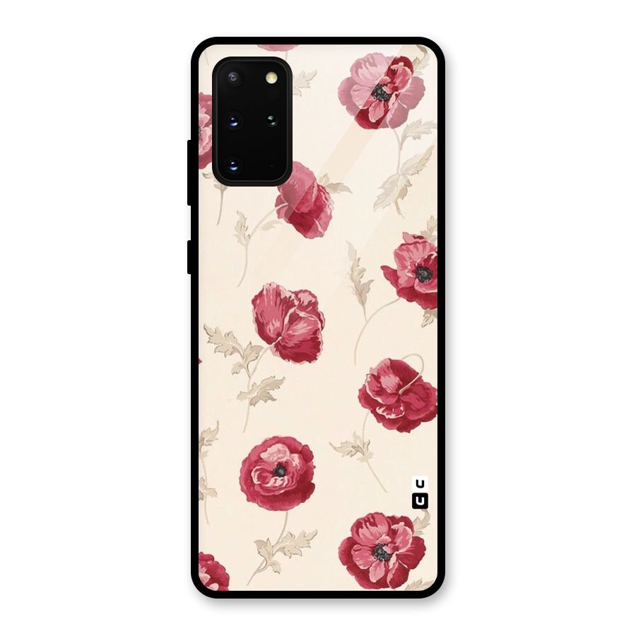 Red Rose Floral Art Glass Back Case for Galaxy S20 Plus