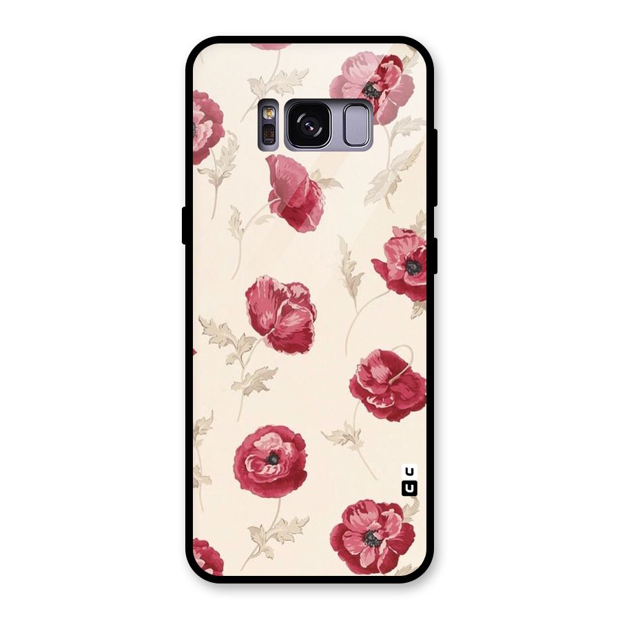 Red Rose Floral Art Glass Back Case for Galaxy S8