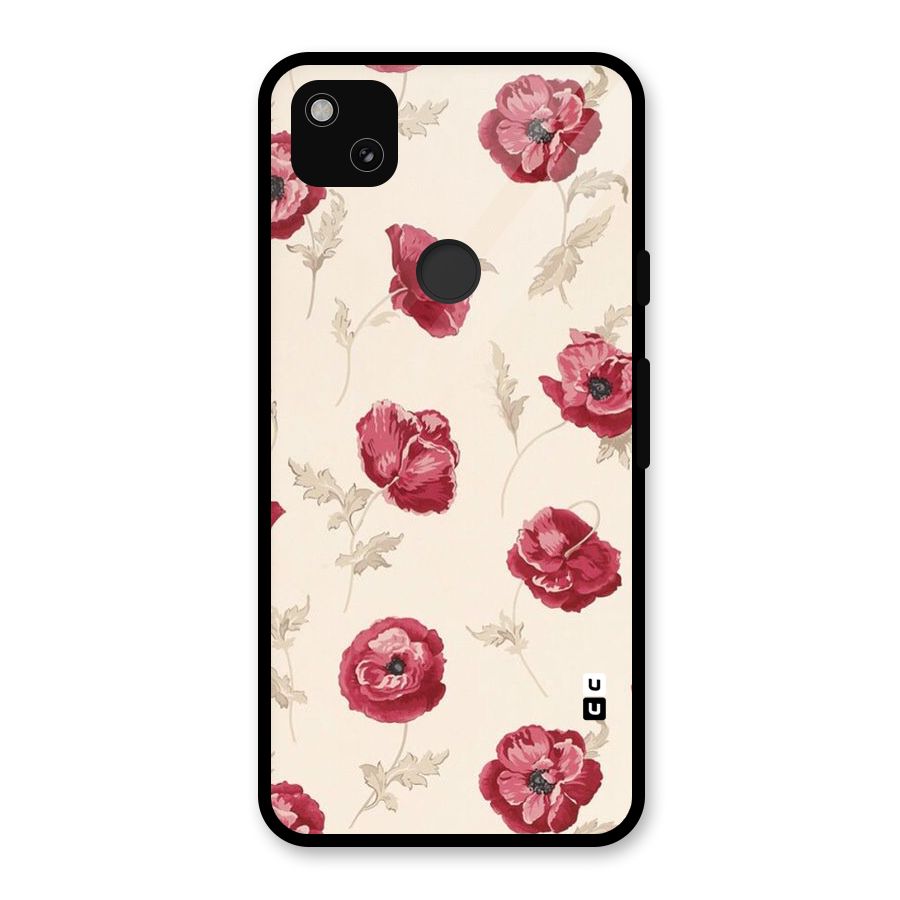 Red Rose Floral Art Glass Back Case for Google Pixel 4a