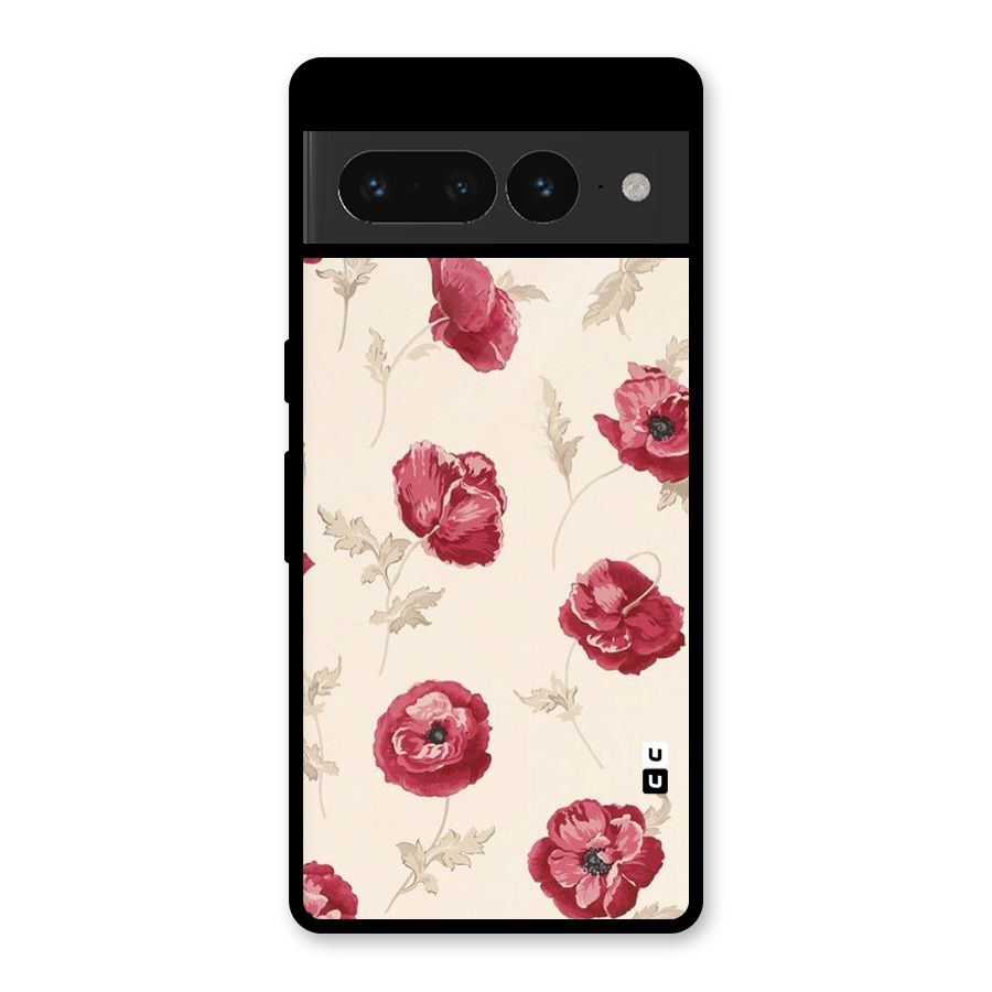 Red Rose Floral Art Glass Back Case for Google Pixel 7 Pro