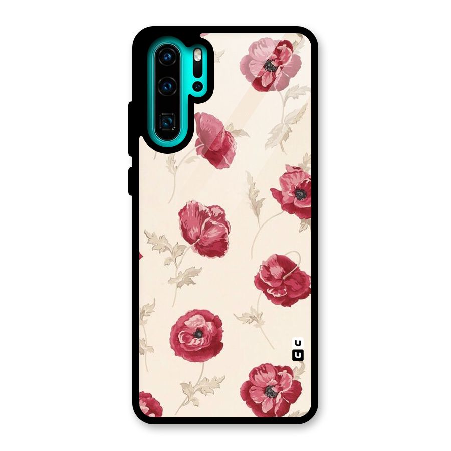 Red Rose Floral Art Glass Back Case for Huawei P30 Pro
