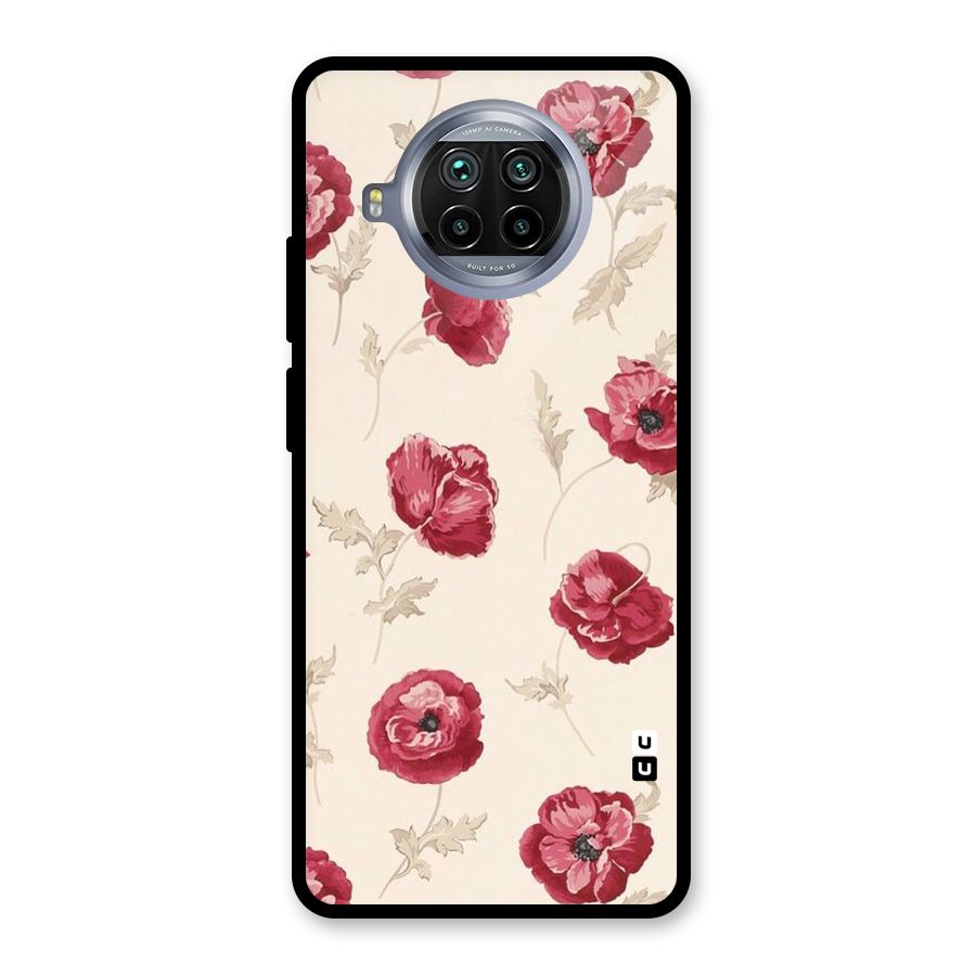 Red Rose Floral Art Glass Back Case for Mi 10i