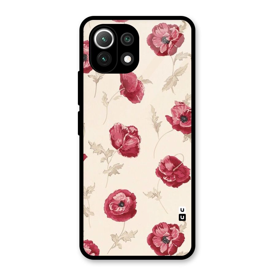 Red Rose Floral Art Glass Back Case for Mi 11 Lite NE 5G